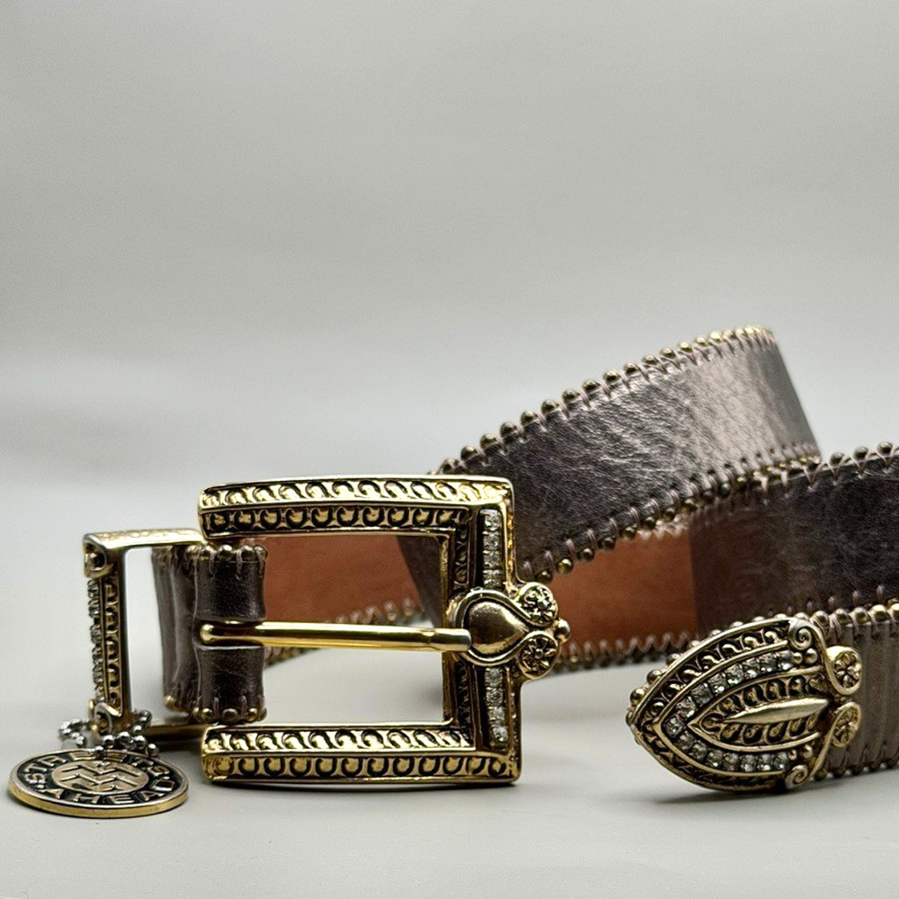 Vintage 90s Streats Ahead Leather Belt with Rhinestones Glam Western Cowgirl New